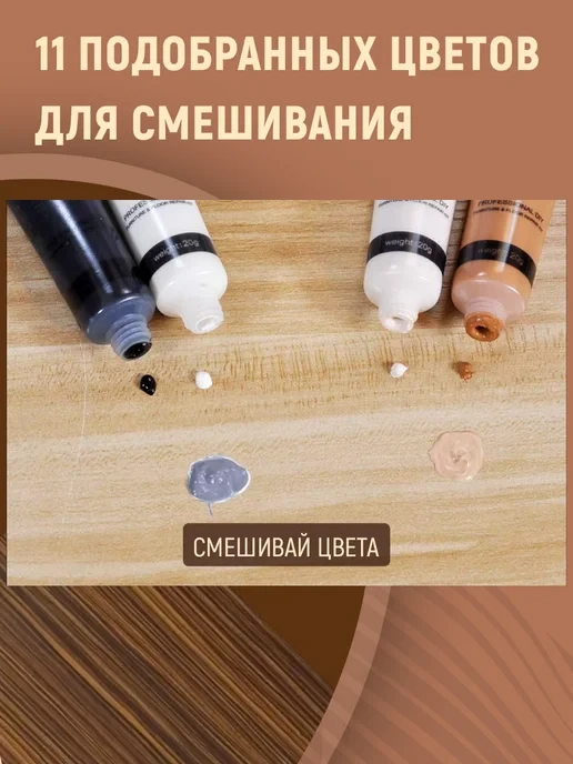 Паста краска для деревянной мебели и пола от царапин, набор для реставрации мебели