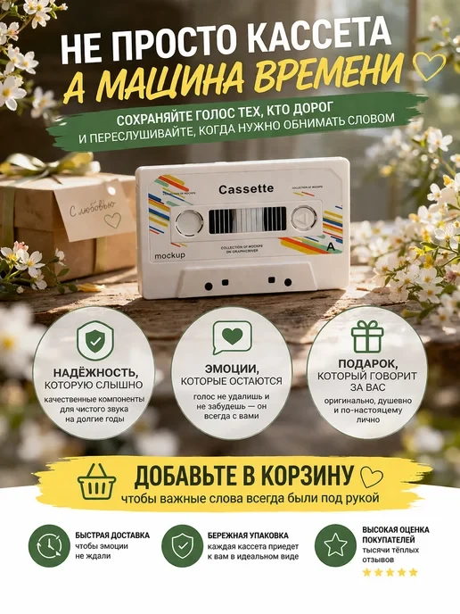Аудио открытка кассета 5 минут